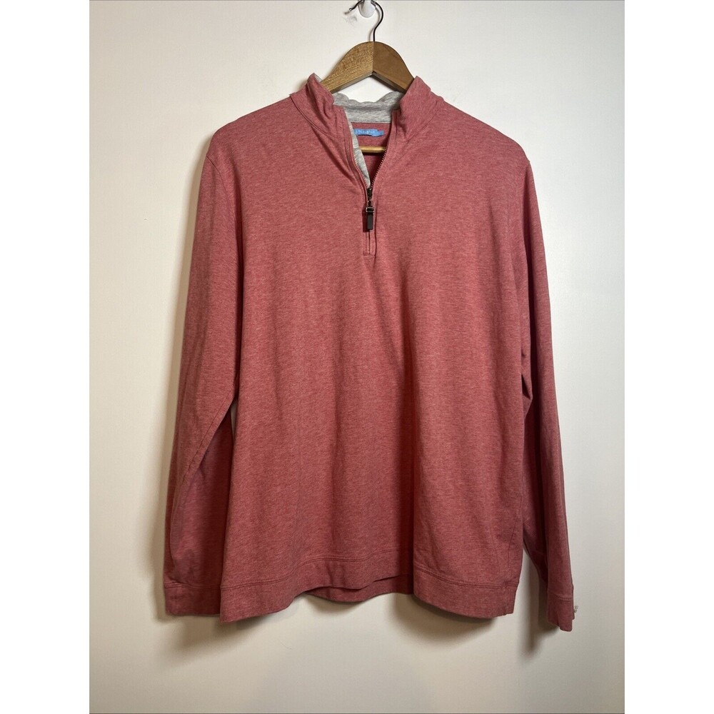 J‎ MCLAUGHLIN Women's Size L Red Cotton/Lycra Long-Sleeve 1/4-Zip Pullover Shirt